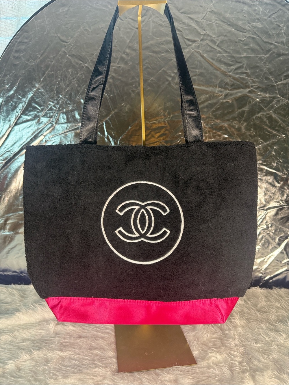 Black and Hot Pink Logo Tote Bag GWP